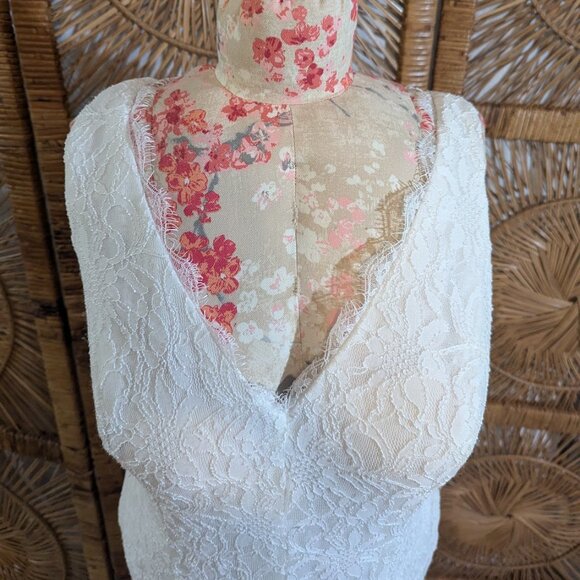 DB STUDIO NWT Allover Lace V-Neck Sheath Wedding Dress size 16W - never altered - Picture 5 of 14